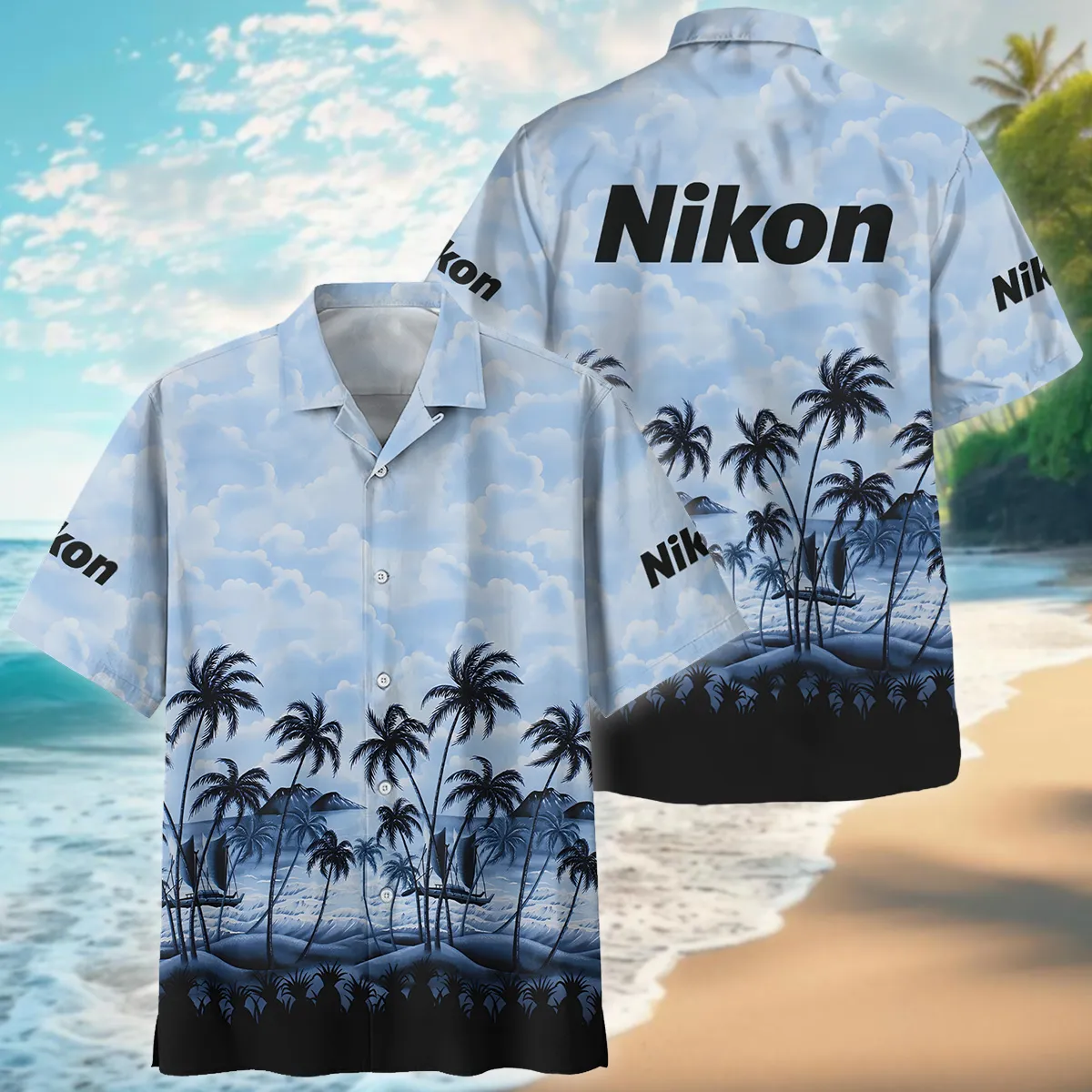 Nikon Island Palm And Cloud Photography Summer Pattern Oversized Hawaiian Shirt All Over Prints Gift Loves BL1125A11NKHW