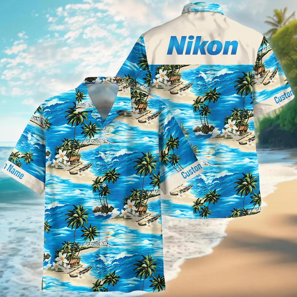 Nikon Island Palm Trees On The Sea Photography Summer Pattern Oversized Hawaiian Shirt All Over Prints Gift Loves BL1125A7NKHW