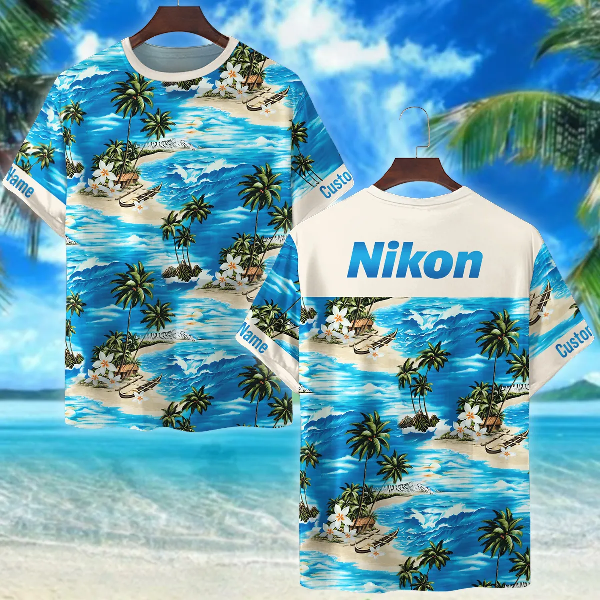 Nikon Island Palm Trees On The Sea Photography Summer Pattern Premium T-Shirt All Over Prints Gift Loves BL1125A7NKTS