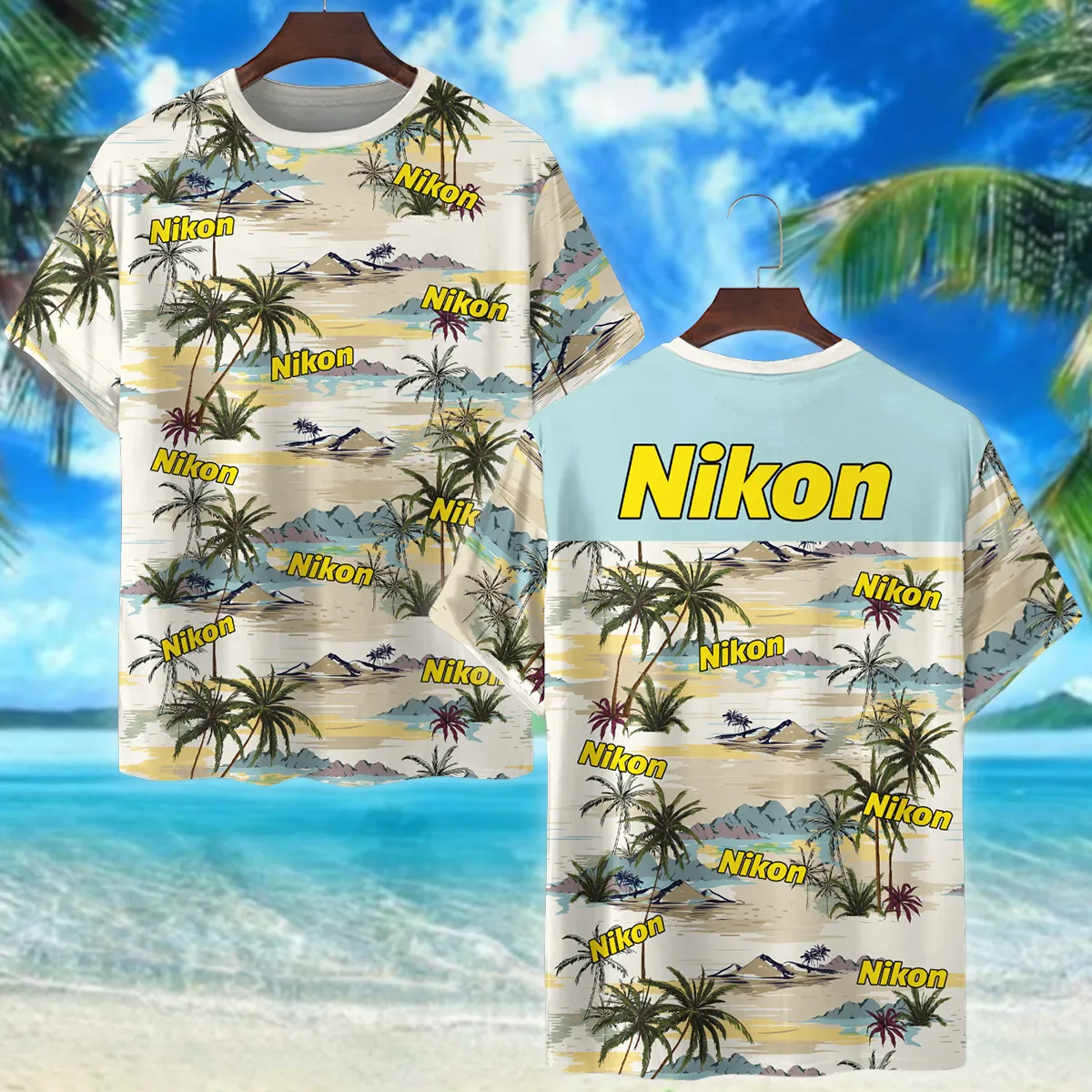 Nikon Island Pattern Palm Trees Photography Summer Pattern Premium T-Shirt All Over Prints Gift Loves BL1125A1NKTS