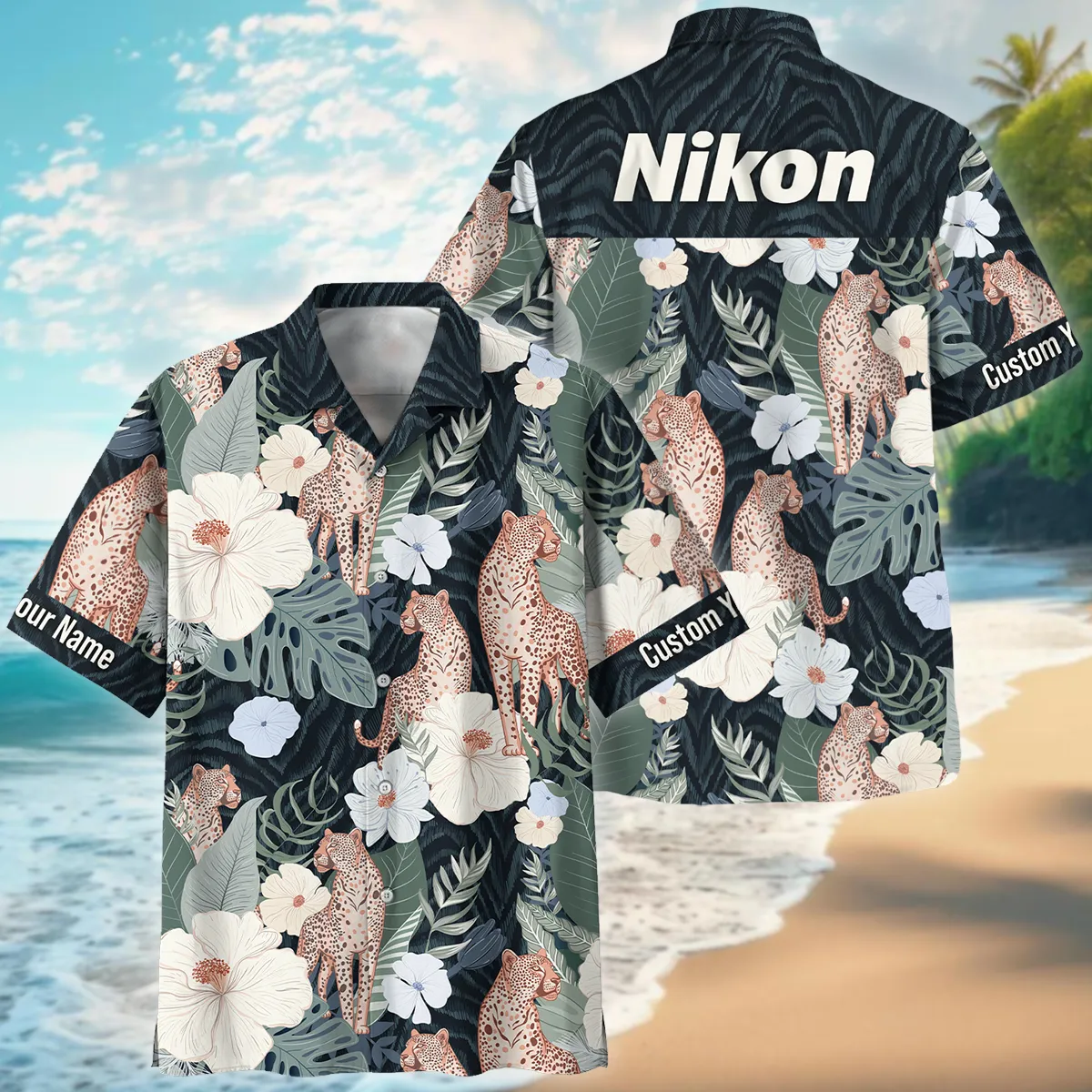 Nikon Leopards And Tropical Flowers Photography Summer Pattern Oversized Hawaiian Shirt All Over Prints Gift Loves BL1125A61NKHW