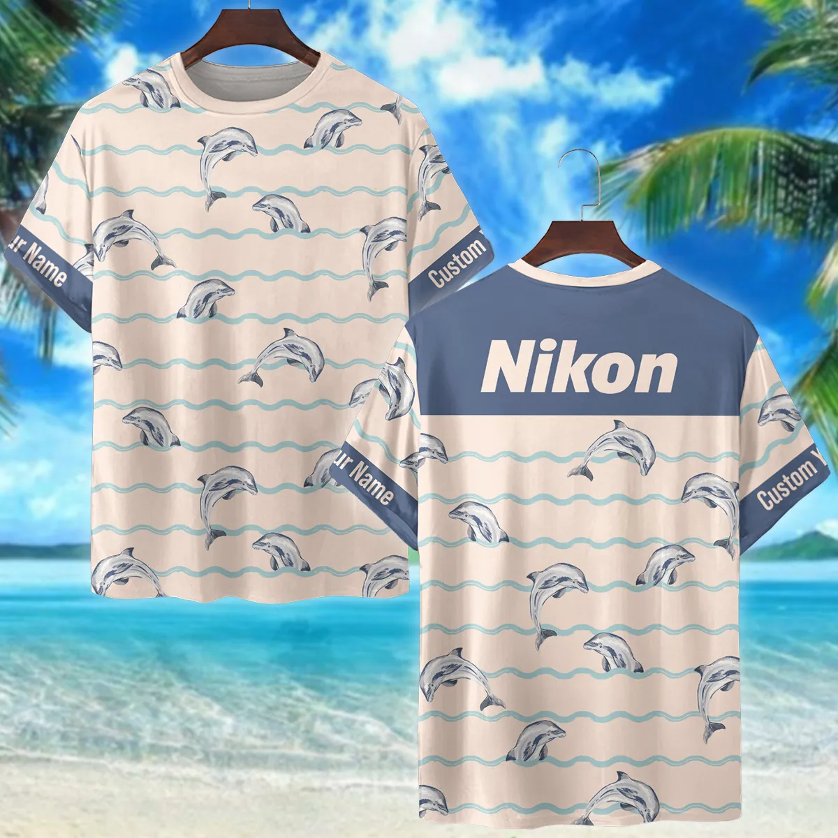 Nikon Ocean Wave Jumping Dolphin Photography Summer Pattern Premium T-Shirt All Over Prints Gift Loves BL1125A44NKTS