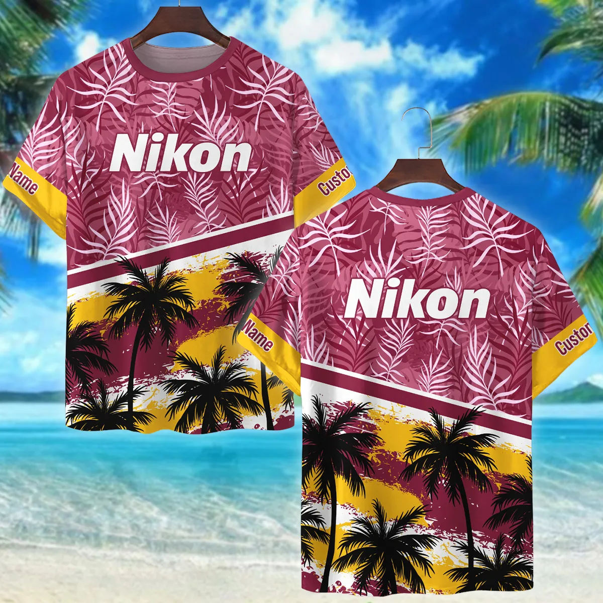 Nikon Palm And Monstera Leaves Photography Summer Pattern Premium T-Shirt All Over Prints Gift Loves BL1125A15NKTS