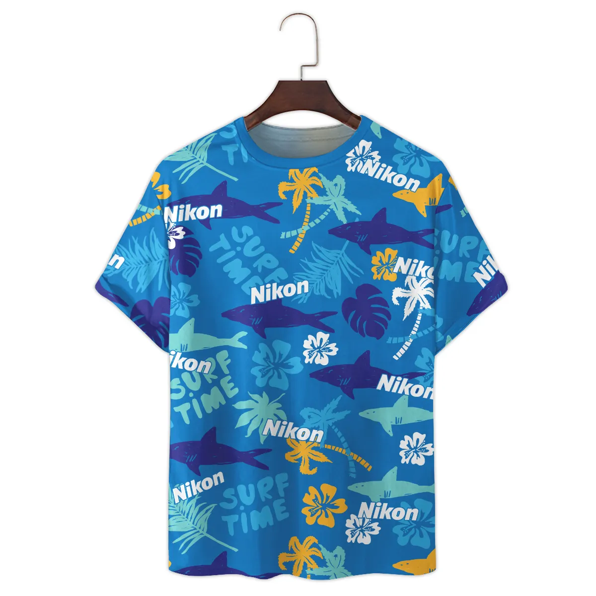 Nikon Palm Leaf Flower Shark Photography Summer Pattern Premium T-Shirt All Over Prints Gift Loves BL1125A42NKTS