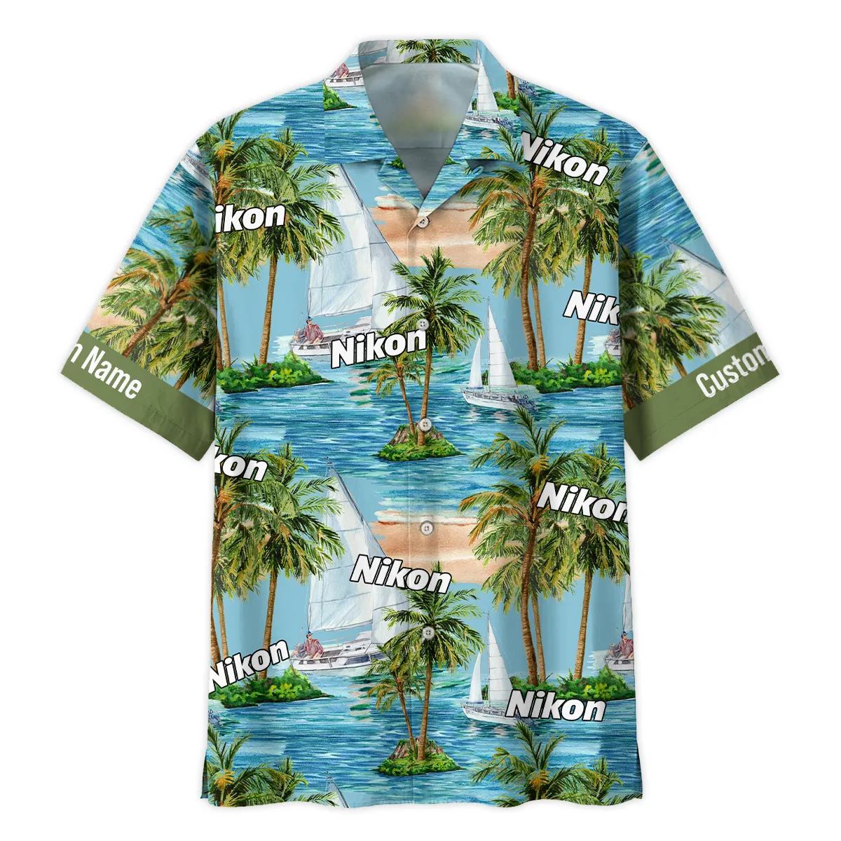 Nikon Palm Sailboat Turquoise Waves Photography Summer Pattern Oversized Hawaiian Shirt All Over Prints Gift Loves BL1125A35NKHW