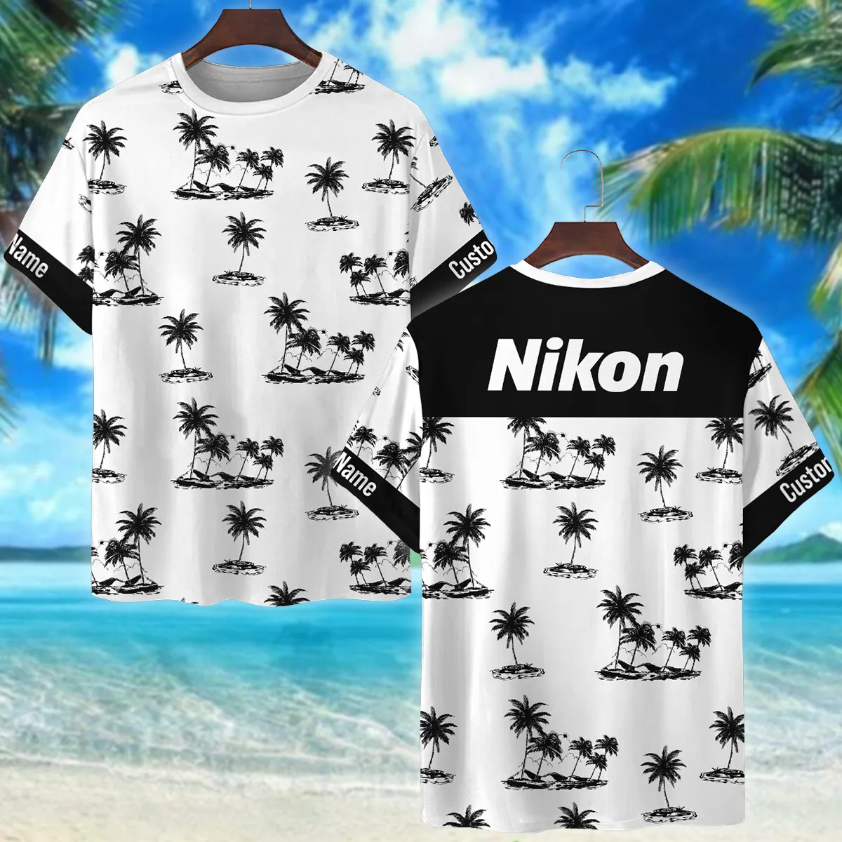Nikon Palm Trees Mountain Sun Photography Summer Pattern Premium T-Shirt All Over Prints Gift Loves BL1125A6NKTS