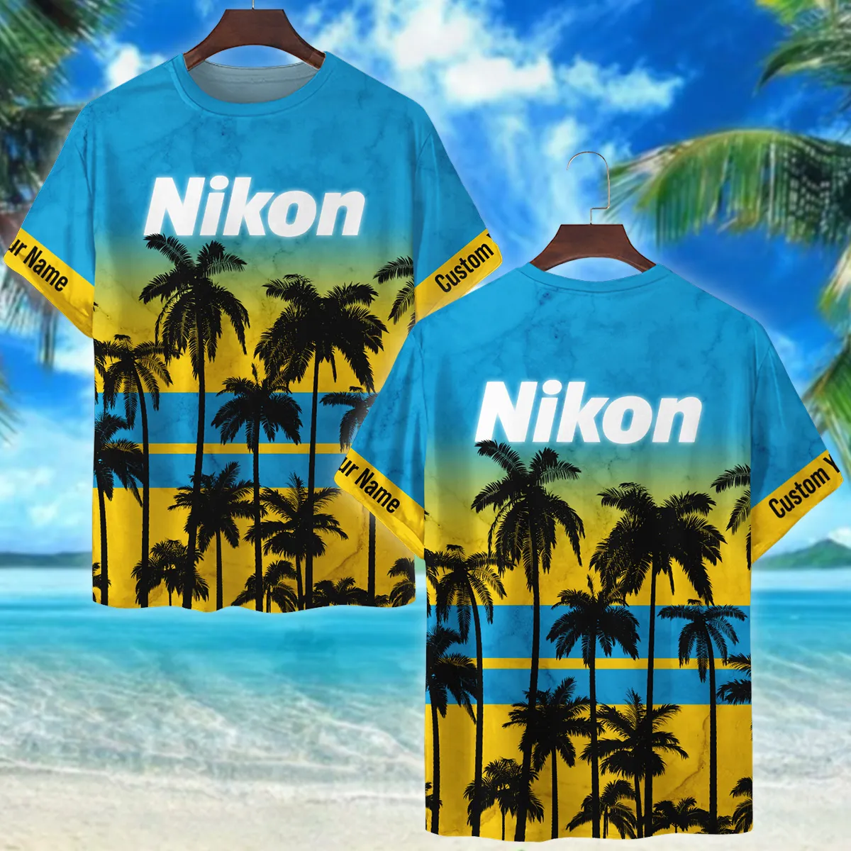 Nikon Palm Trees Pattern Hawaiian Photography Summer Pattern Premium T-Shirt All Over Prints Gift Loves BL1125A33NKTS