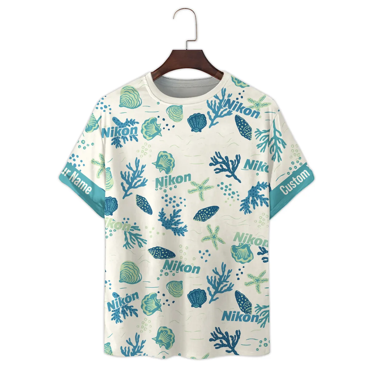 Nikon Shells Coral Bubbles Photography Summer Pattern Premium T-Shirt All Over Prints Gift Loves BL1125A58NKTS