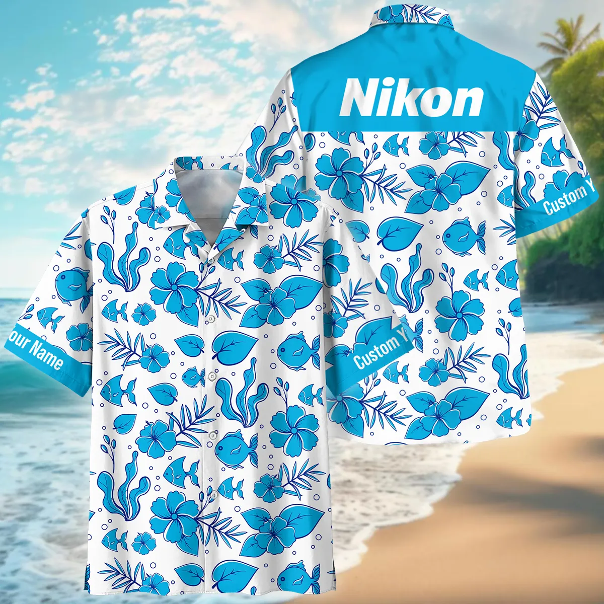 Nikon Summer Duotone Pattern Photography Summer Pattern Oversized Hawaiian Shirt All Over Prints Gift Loves BL1125A45NKHW