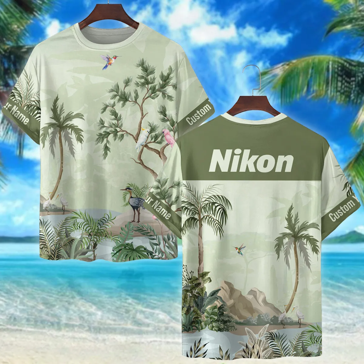 Nikon Tropical Garden Watercolor Photography Summer Pattern Premium T-Shirt All Over Prints Gift Loves BL1125A56NKTS