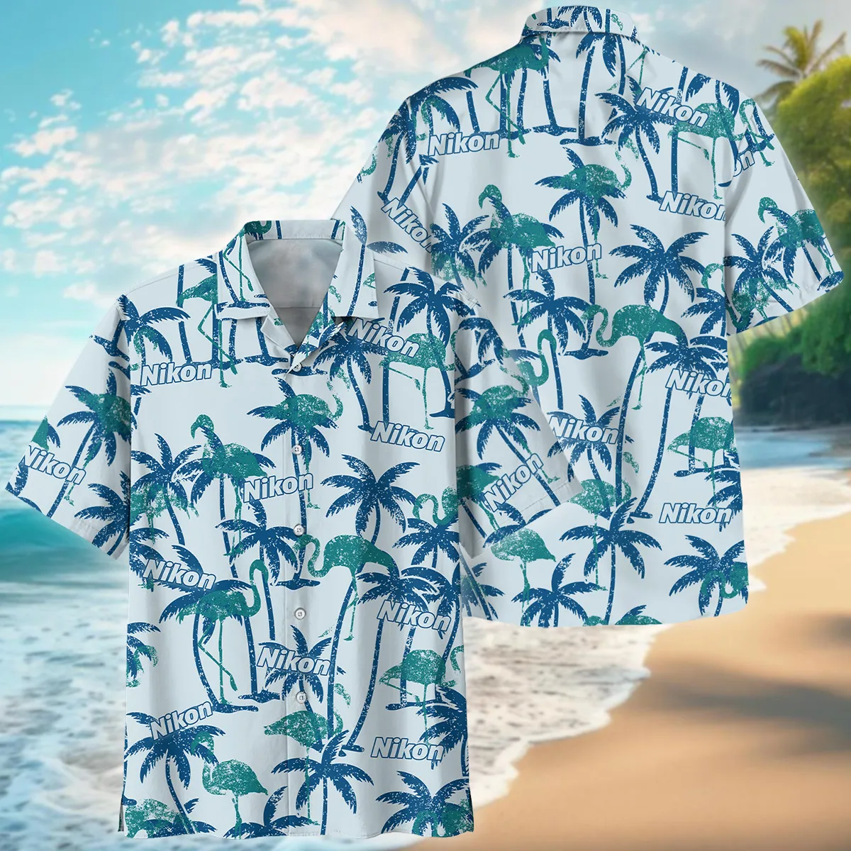 Nikon Tropical Palm Trees With Flamingo Photography Summer Pattern Oversized Hawaiian Shirt All Over Prints Gift Loves BL1125A25NKHW