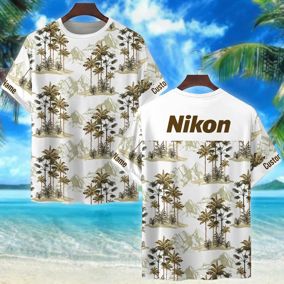 Nikon Tropical Vintage Botanical Landscape Photography Summer Pattern Premium T-Shirt All Over Prints Gift Loves BL1125A16NKTS