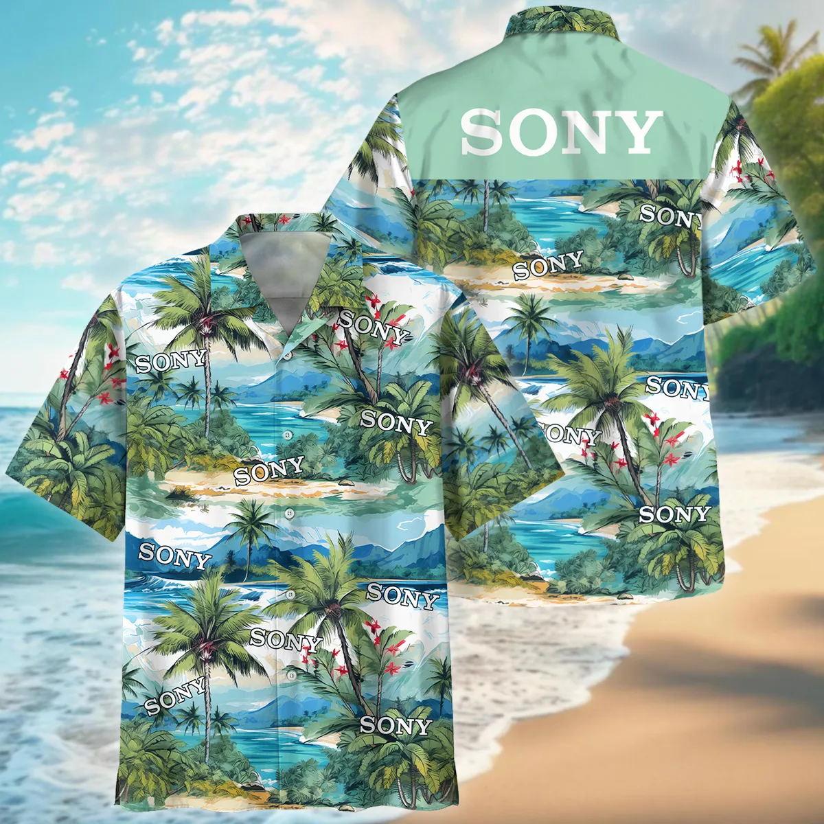 Sony Hawaii Palm Tree Watercolor Photography Summer Pattern Oversized Hawaiian Shirt All Over Prints Gift Loves BL1125A2SNHW