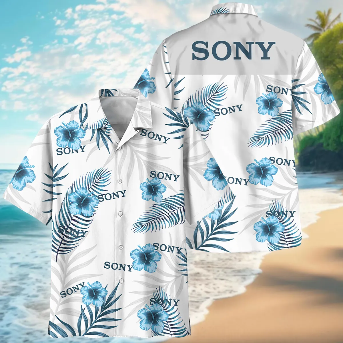 Sony Hibiscus Palm Leaves Photography Summer Pattern Oversized Hawaiian Shirt All Over Prints Gift Loves BL1125A4SNHW
