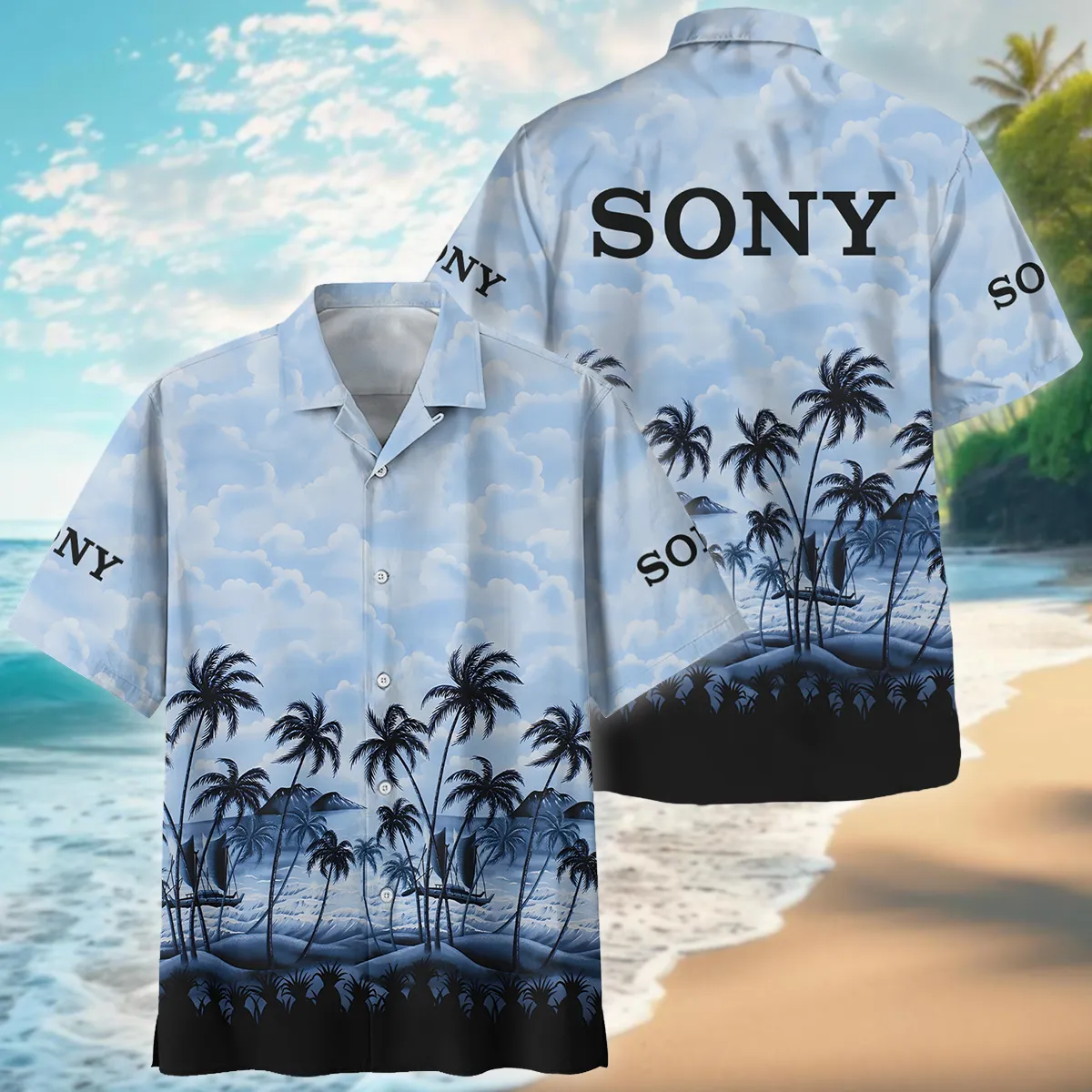 Sony Island Palm And Cloud Photography Summer Pattern Oversized Hawaiian Shirt All Over Prints Gift Loves BL1125A11SNHW
