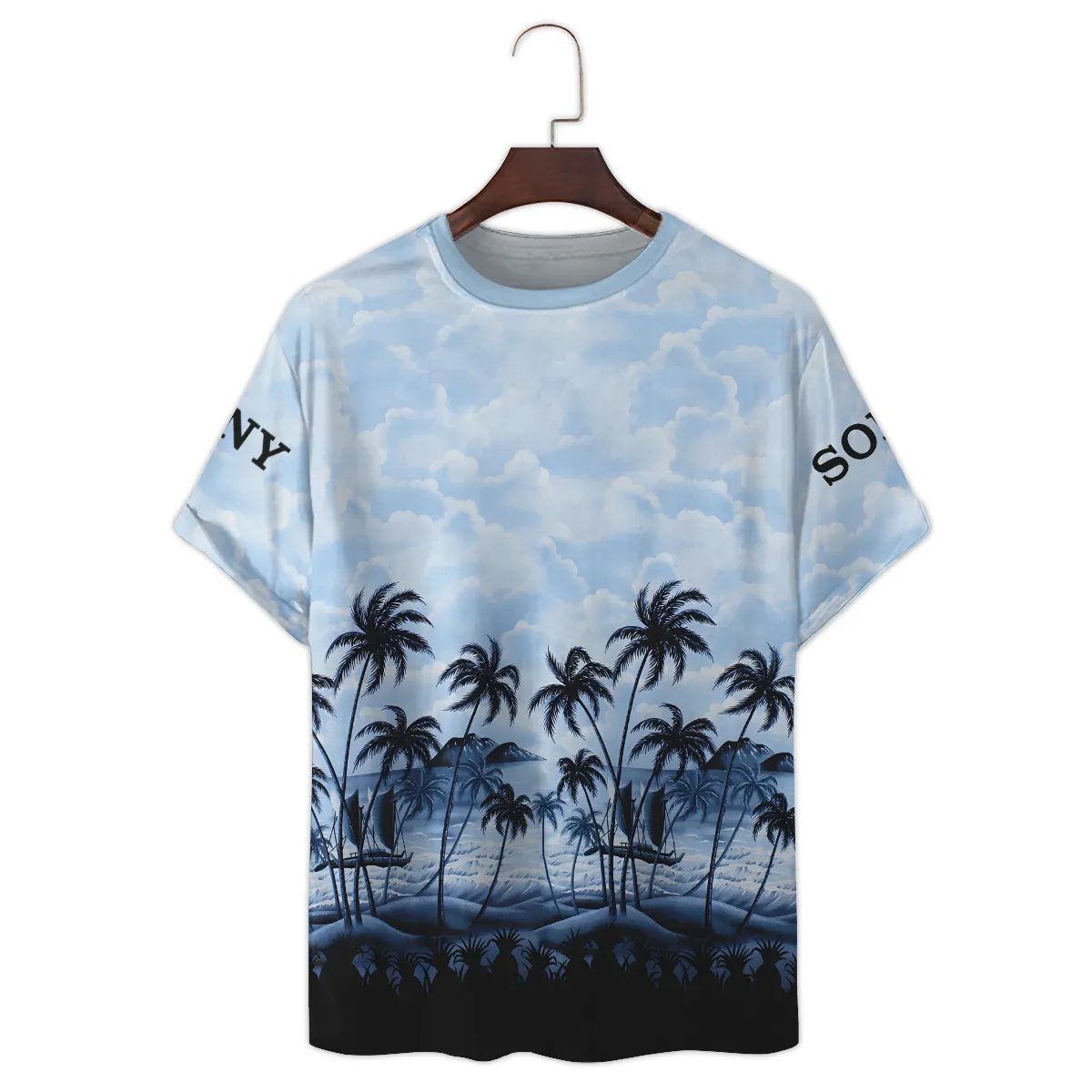 Sony Island Palm And Cloud Photography Summer Pattern Premium T-Shirt All Over Prints Gift Loves BL1125A11SNTS
