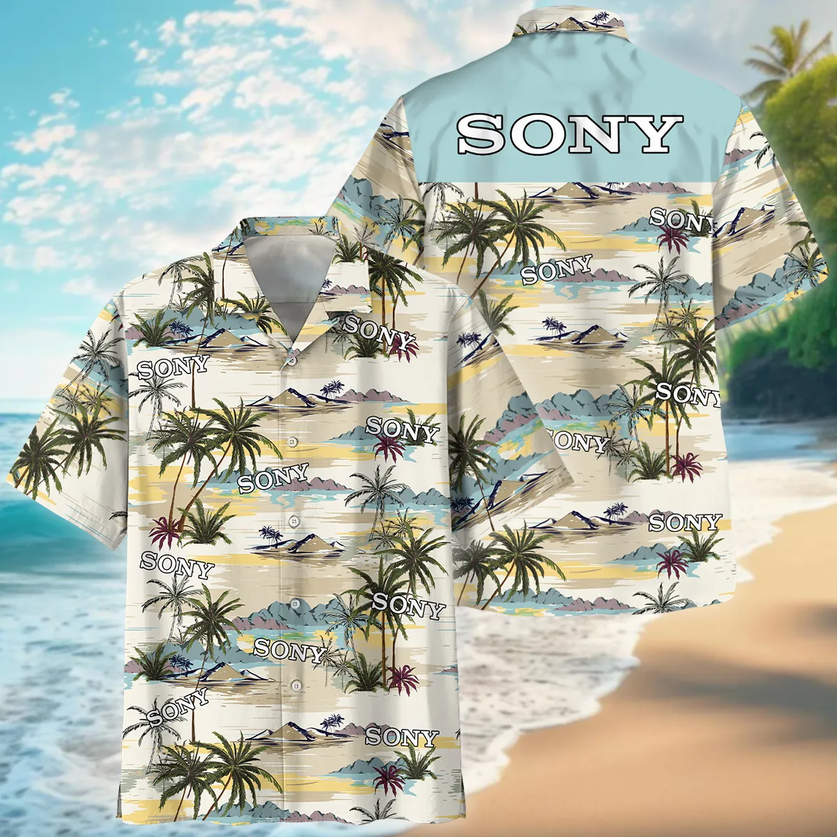 Sony Island Pattern Palm Trees Photography Summer Pattern Oversized Hawaiian Shirt All Over Prints Gift Loves BL1125A1SNHW