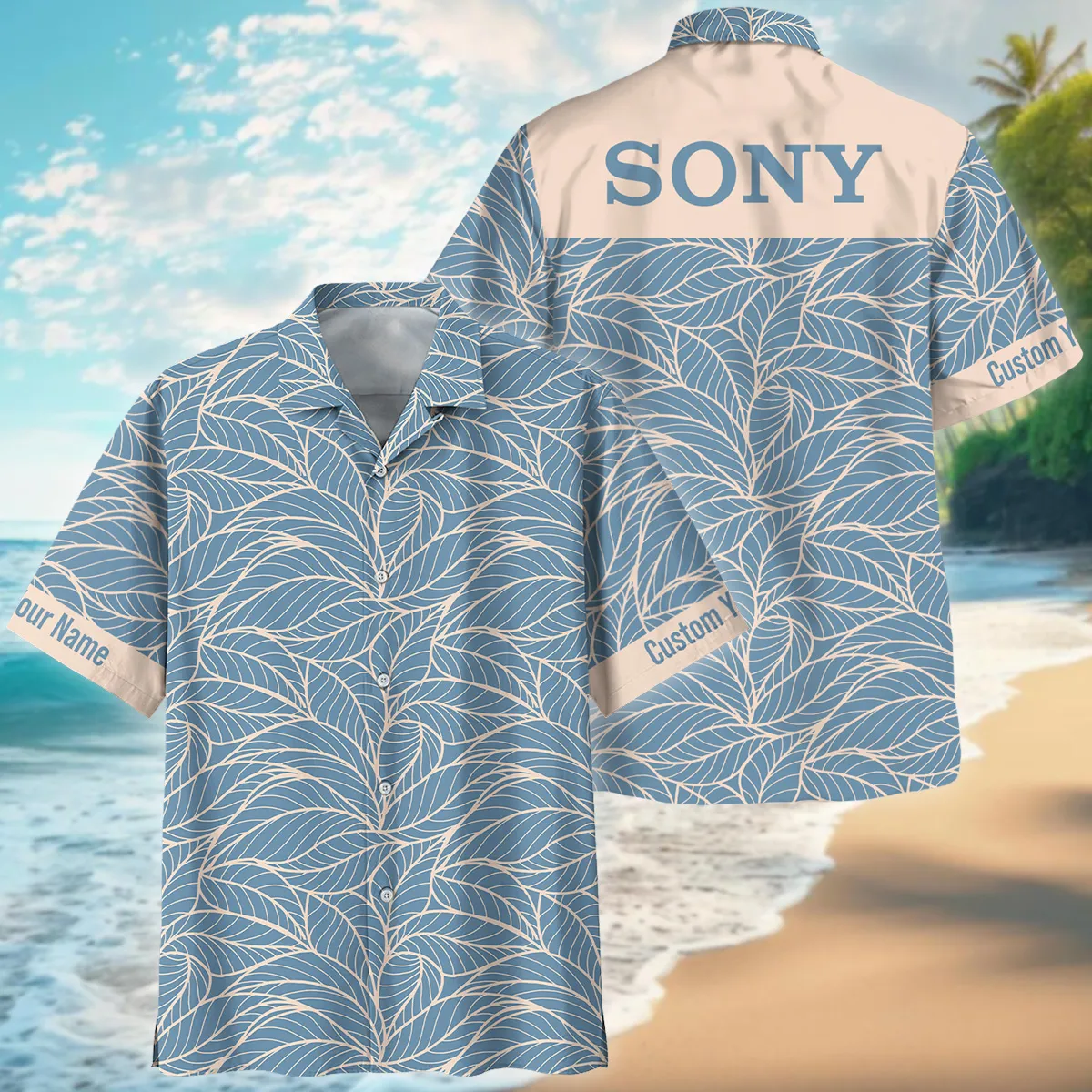 Sony Outlined Leaves Minimal Style Photography Summer Pattern Oversized Hawaiian Shirt All Over Prints Gift Loves BL1125A38SNHW