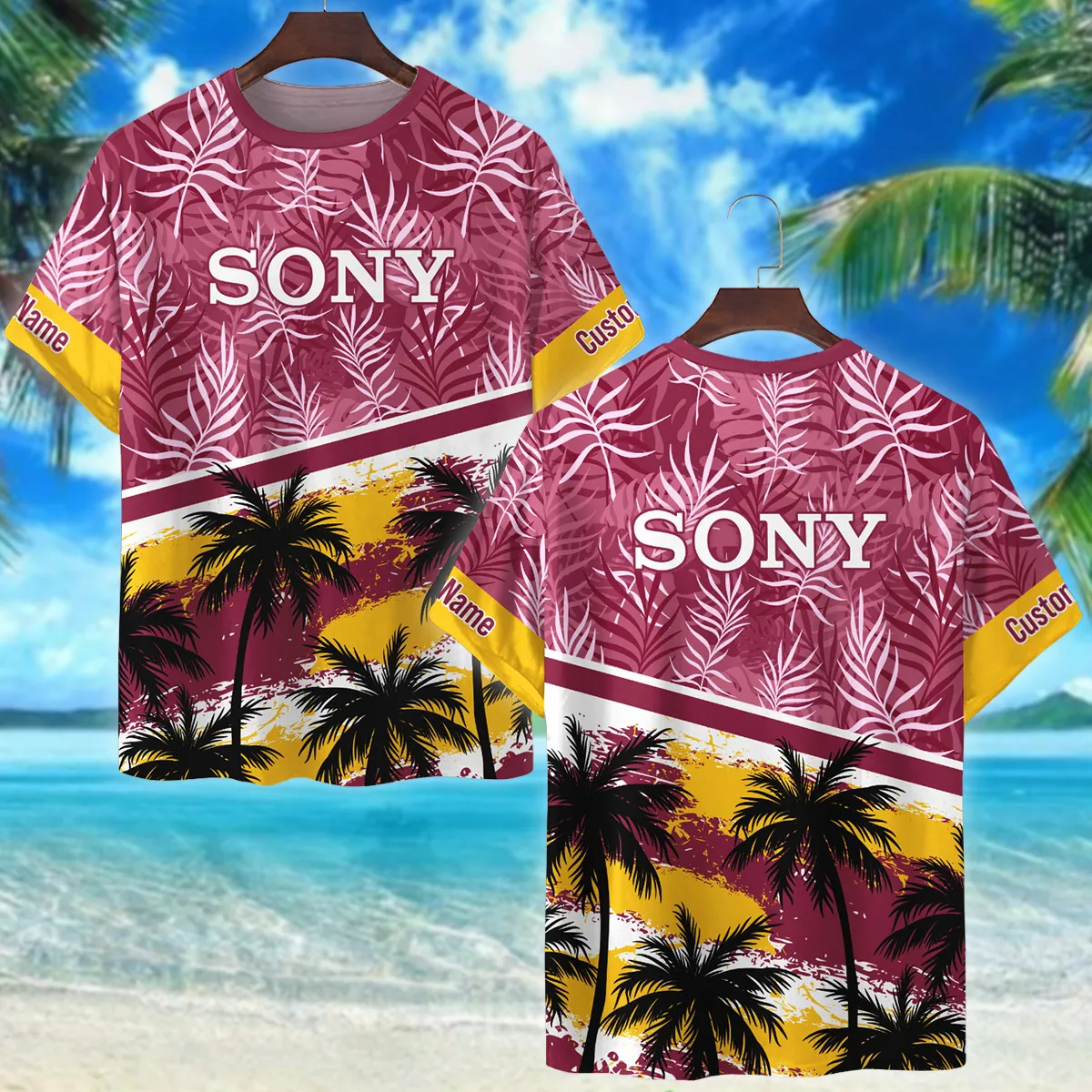 Sony Palm And Monstera Leaves Photography Summer Pattern Premium T-Shirt All Over Prints Gift Loves BL1125A15SNTS