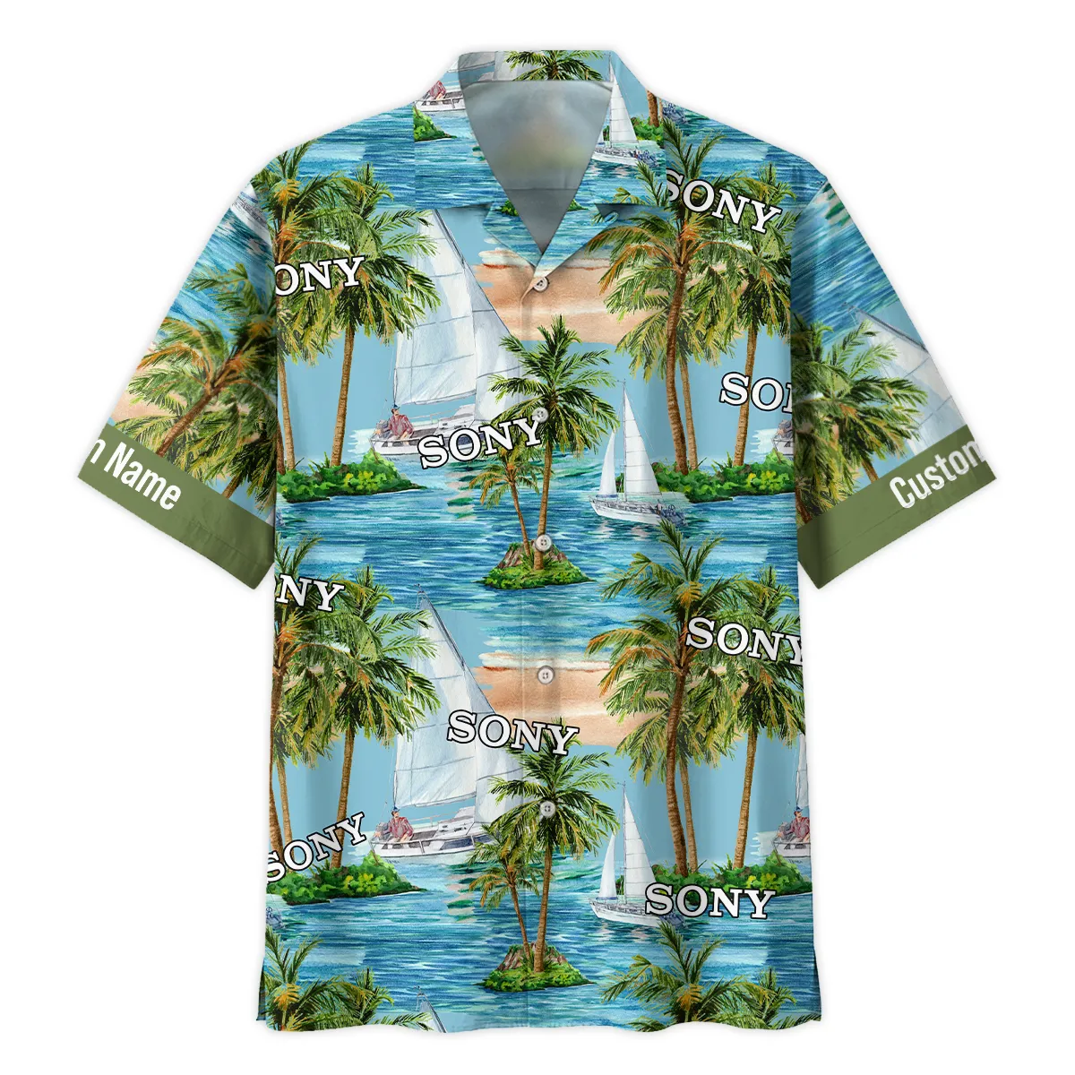 Sony Palm Sailboat Turquoise Waves Photography Summer Pattern Oversized Hawaiian Shirt All Over Prints Gift Loves BL1125A35SNHW