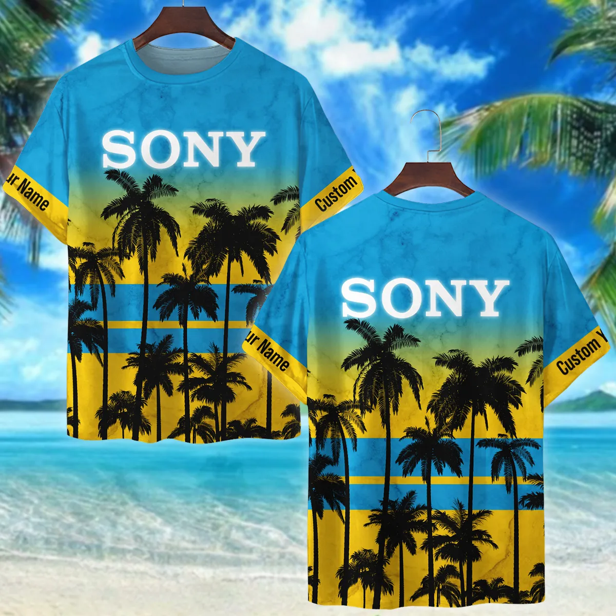 Sony Palm Trees Pattern Hawaiian Photography Summer Pattern Premium T-Shirt All Over Prints Gift Loves BL1125A33SNTS