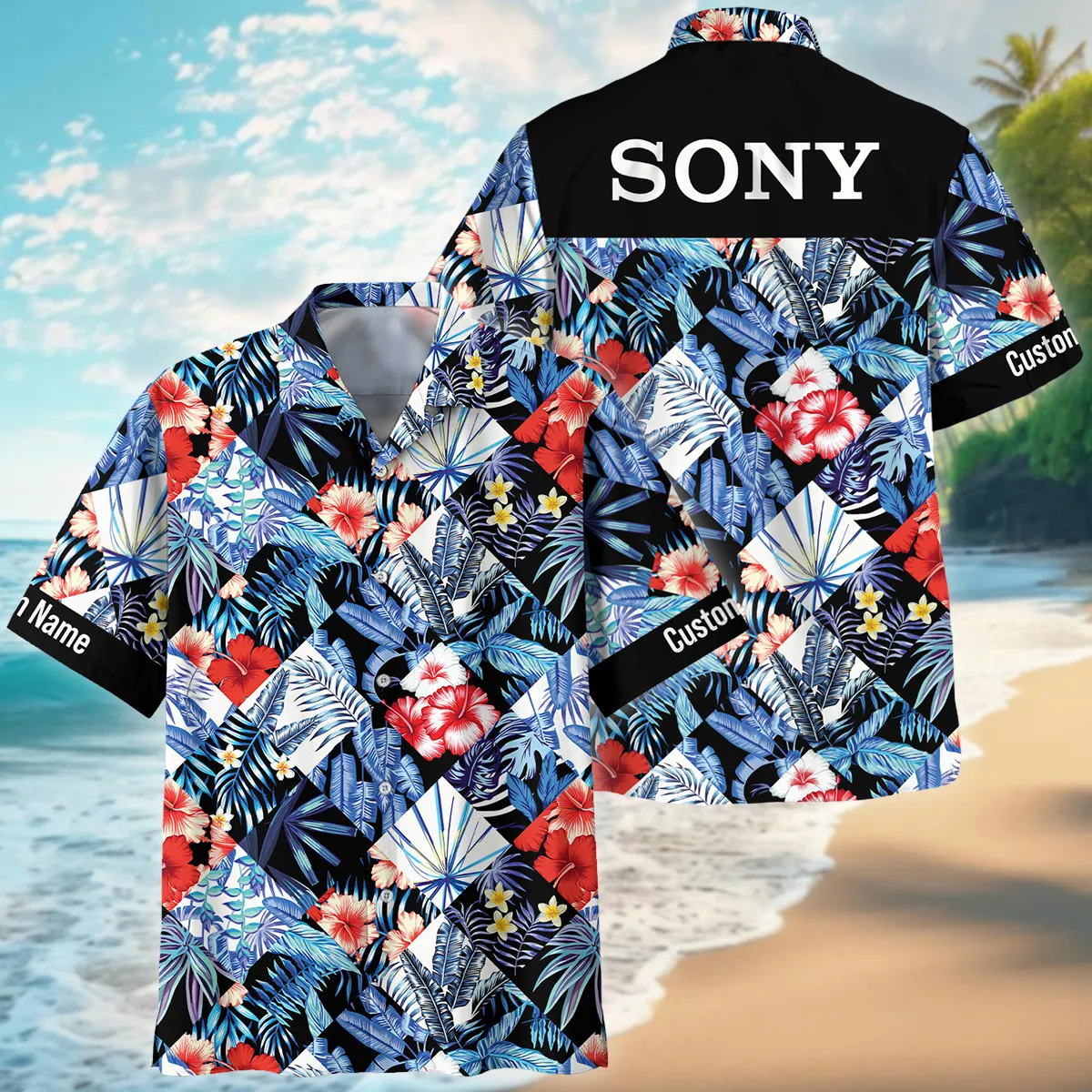 Sony Pattern Patchwork Blue Style Photography Summer Pattern Oversized Hawaiian Shirt All Over Prints Gift Loves BL1125A26SNHW