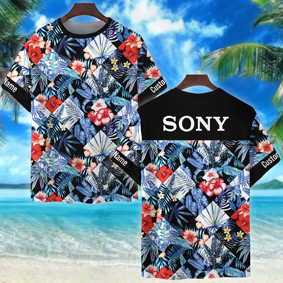 Nikon Pattern Patchwork Blue Style Photography Summer Pattern Oversized Hawaiian Shirt All Over Prints Gift Loves BL1125A26NKHW