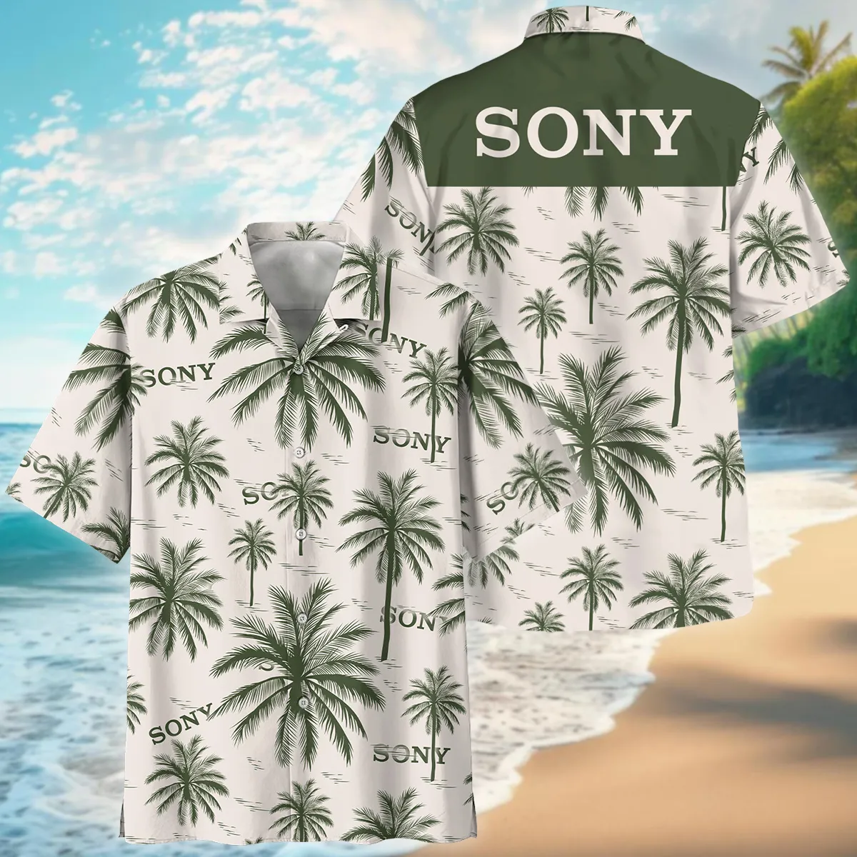 Sony Pattern With Green Palms Photography Summer Pattern Oversized Hawaiian Shirt All Over Prints Gift Loves BL1125A22SNHW
