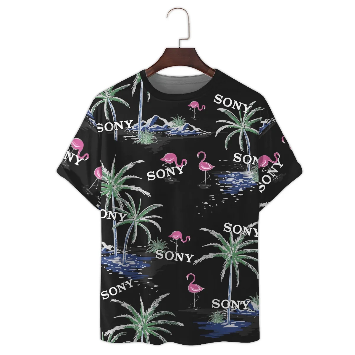 Sony Summer Night Palm Flamingo Photography Summer Pattern Premium T-Shirt All Over Prints Gift Loves BL1125A34SNTS