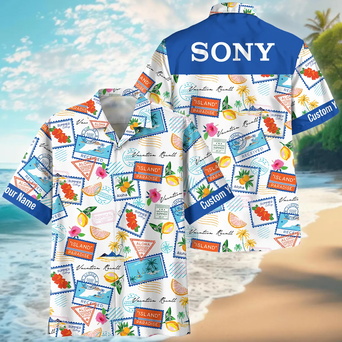 Sony Summer Vacation Stamp Photography Summer Pattern Oversized Hawaiian Shirt All Over Prints Gift Loves BL1125A49SNHW