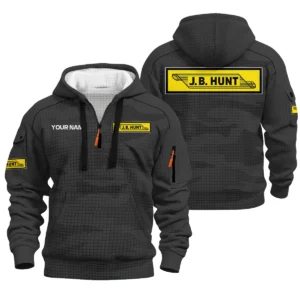JB Hunt Hoodie Half Zip Quilted Waffle All Over Print BLVA291025A4JBH